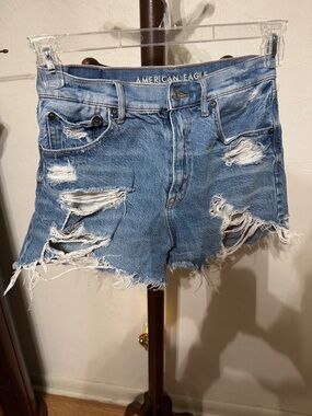 American Eagle Outfitters Light Blue Distressed Denim Shorts